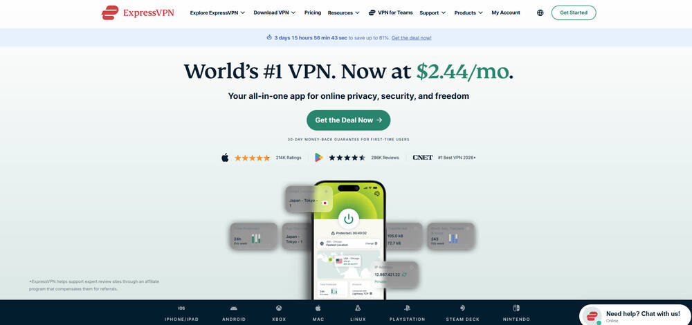 ExpressVPN homepage
